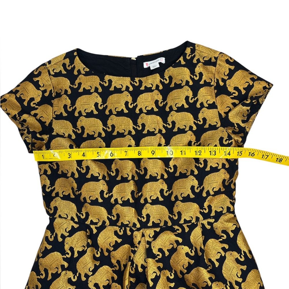 Crewcuts J. Crew Girl’s Size 12 Dress Elephants Gold Black Lined - Picture 4 of 9